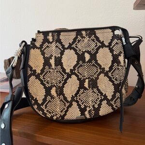 Stylish Black and Cream Snake Print Women's Bag